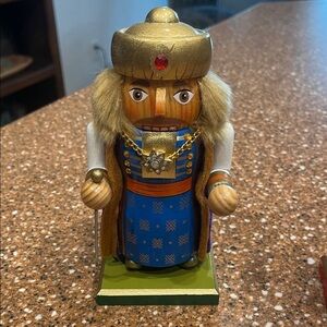 2013 vintage World Market Gold and Blue Nutcracker King Mini version